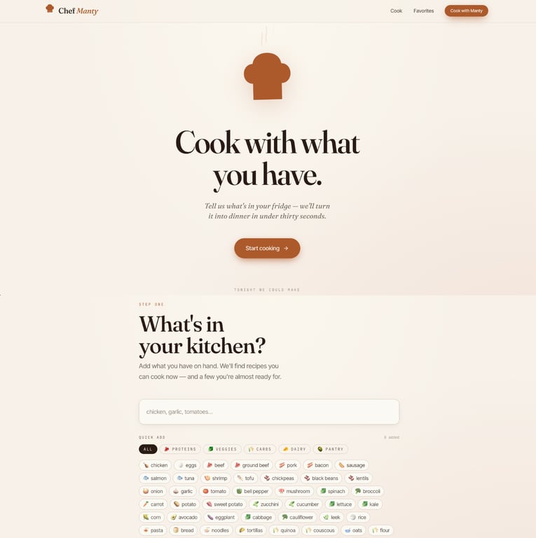 AI recipe builder