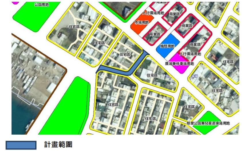 國土署南工分署1140115-2馬公市案山段8米計畫道路位置示意圖(南工分署提供).jpg