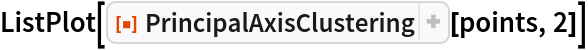 ListPlot[ResourceFunction["PrincipalAxisClustering"][points, 2]]