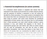 Essential incompleteness [in axiom systems]