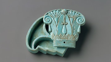 Egyptian Faience Capital-shaped Cosmetic Box