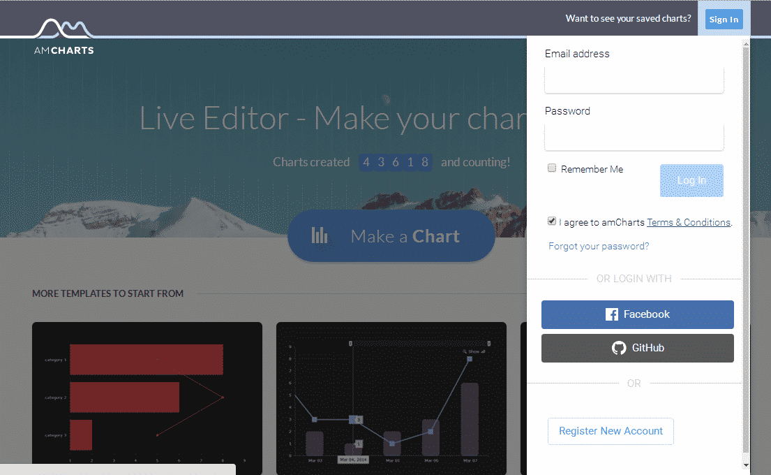 How to Embed AmCharts in WordPress 2 Login to AmCharts for WordPress embeds
