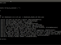 Screenshot Checkstyle CLI output