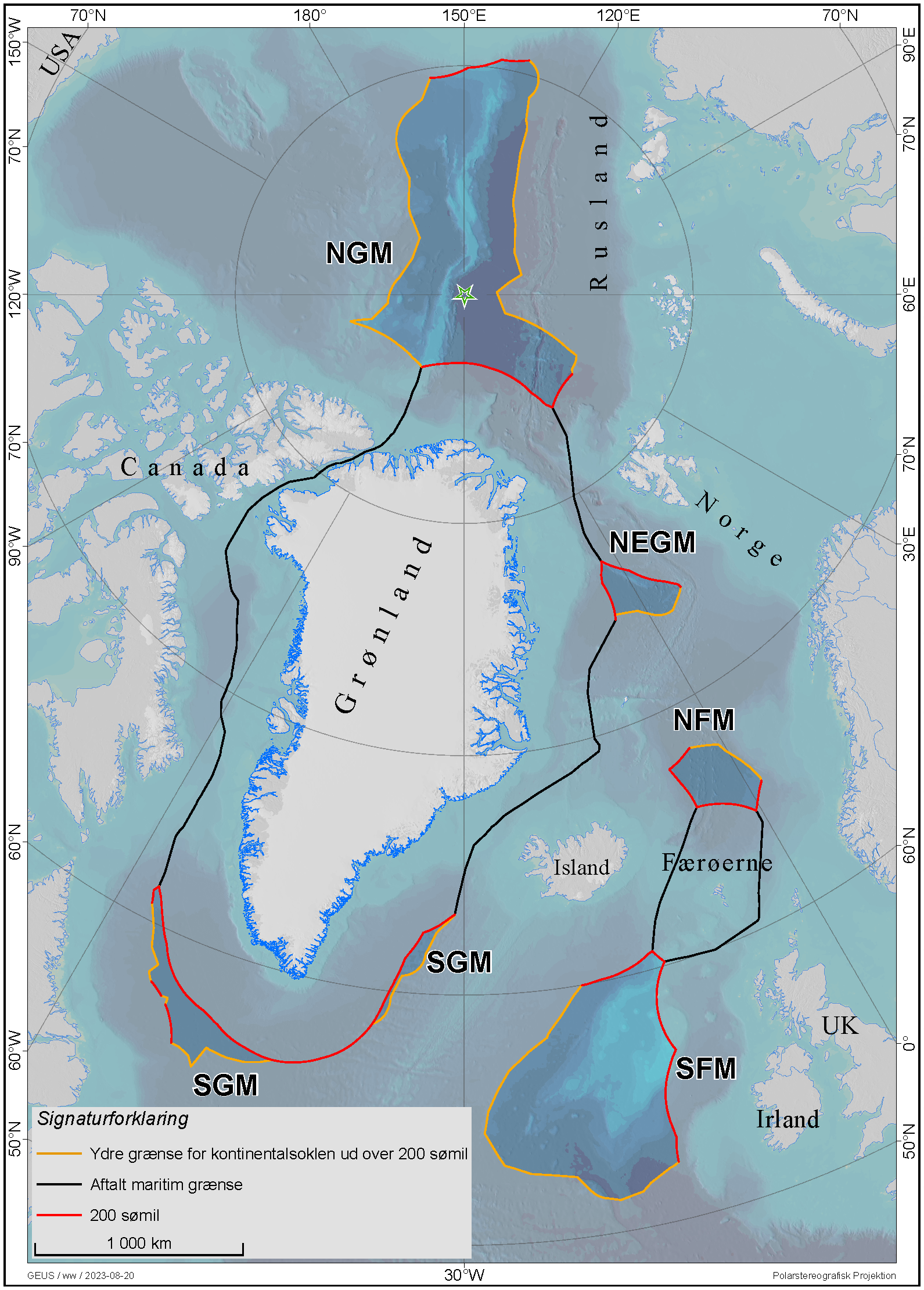 Submissioner_web_dansk_2023 Kort over de tre submissionsområder ved Grønland