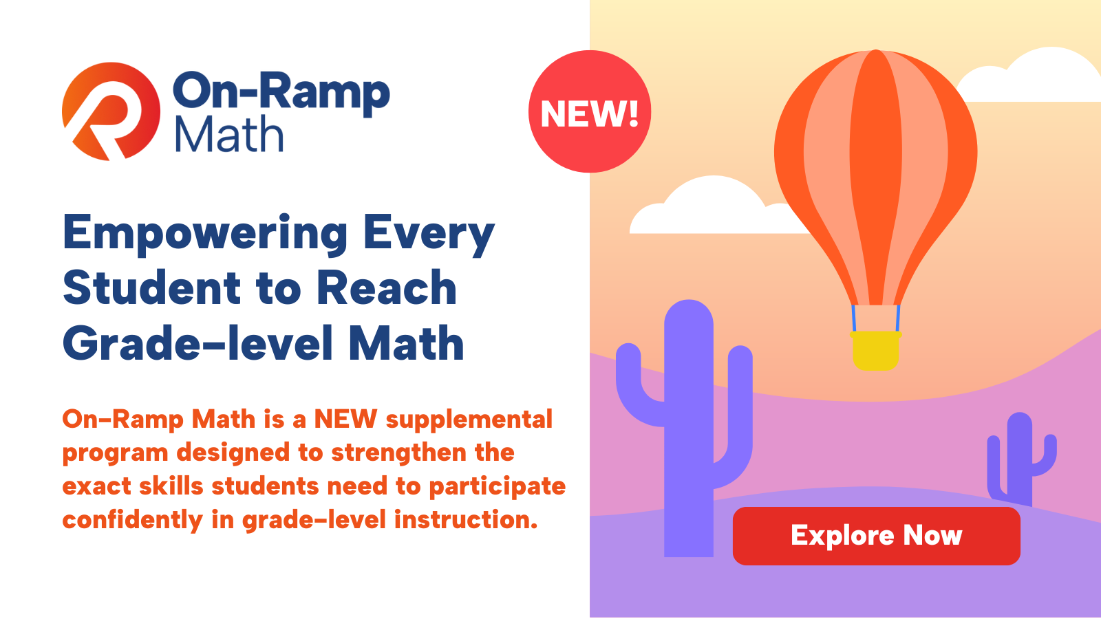 On-Ramp Math Product Launch Banner Announcement