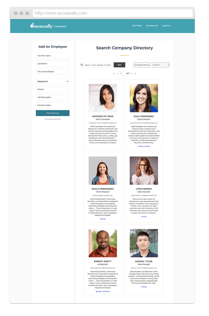 Web Browser Mockup_ChamberDirectory - AccessAlly Screenshot of chamber of commerce directory example