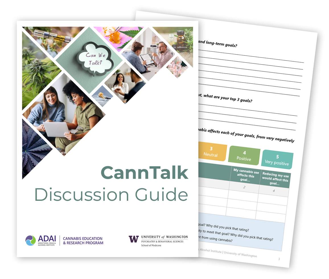 Screenshot of the cover of the CannTalk discussion guide