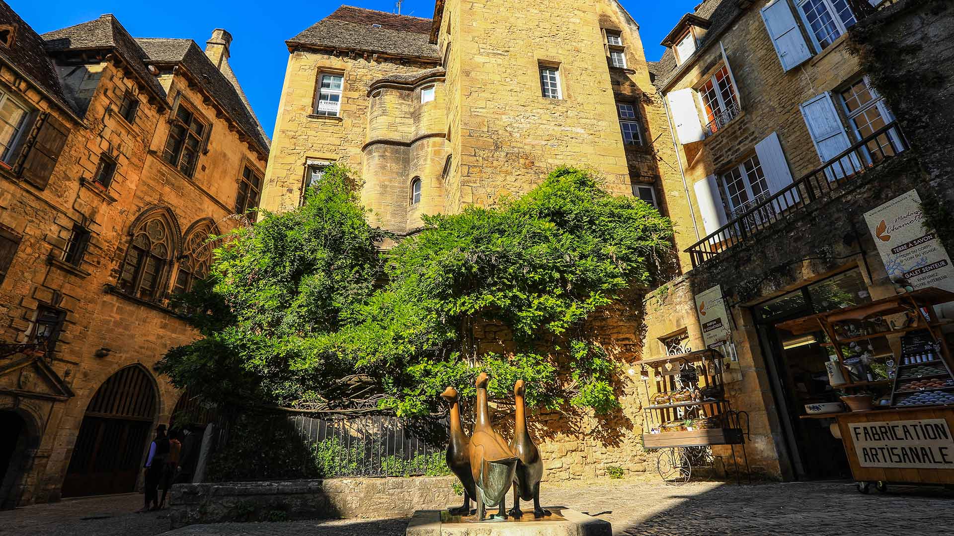 iStock-1059742122H Hommage au foie gras dans une rue de la vieille ville de Vieille ville de Sarlat la Caneda