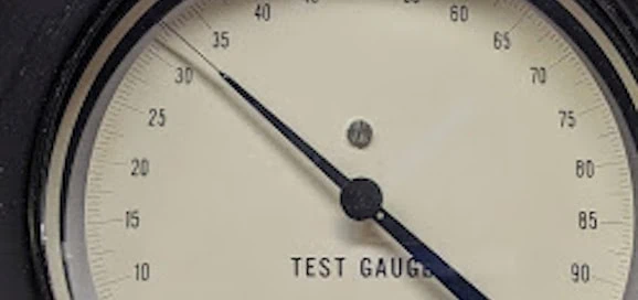 Test Gauge PSI Measurement Scale showing Air Logic's presetting service for pressure switches.