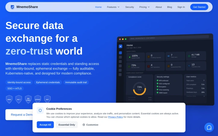 mnemoshare.com screenshot
