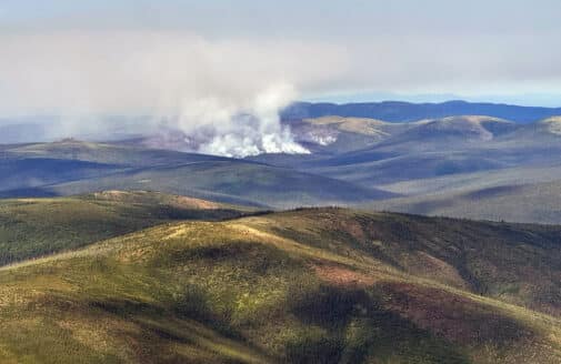 fire over yukon flats aerial photo