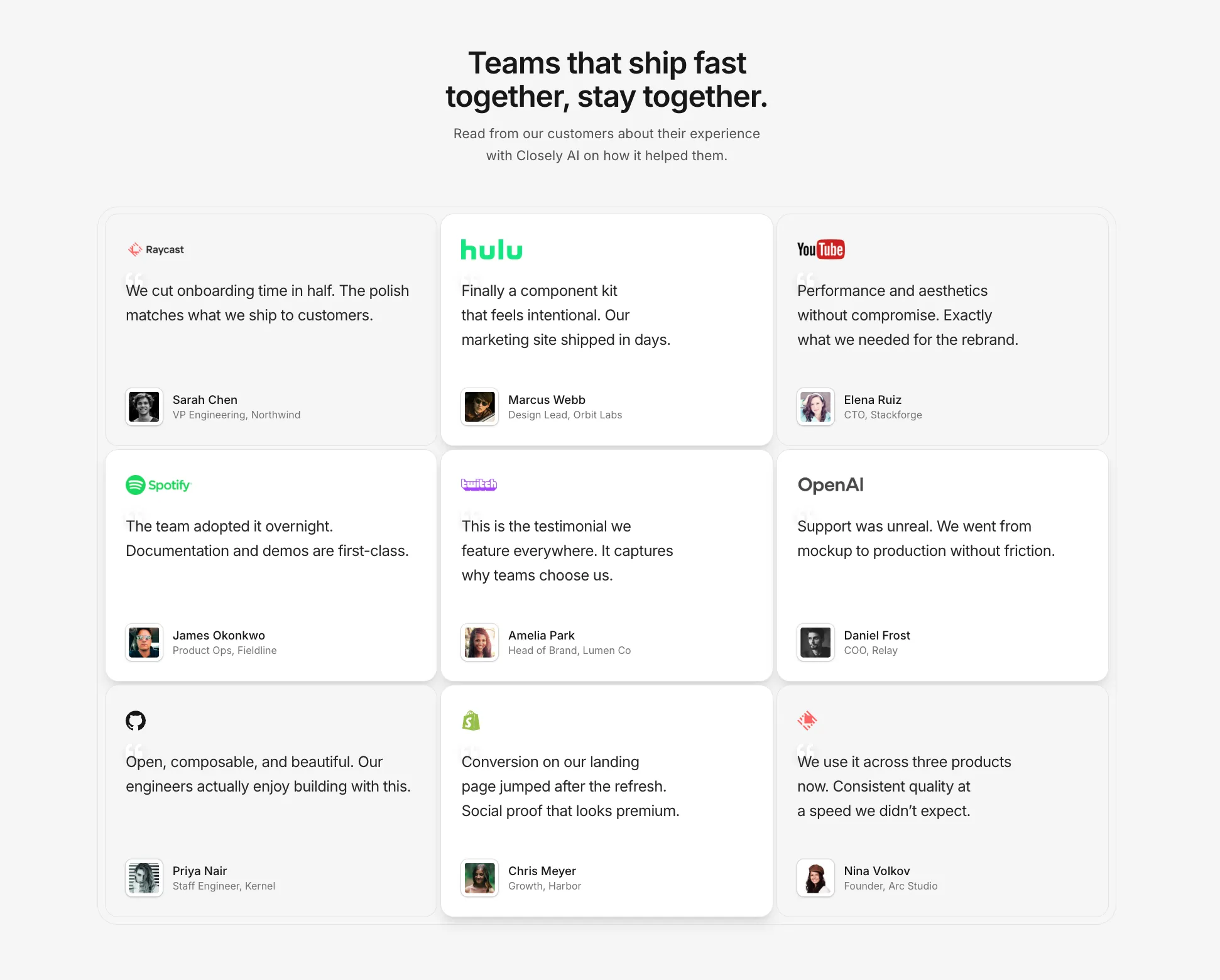 Testimonials with highlight
