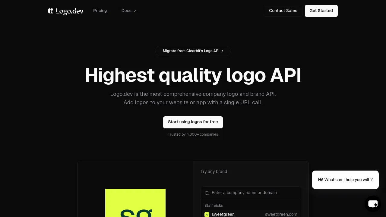 Screenshot of Logo.dev website