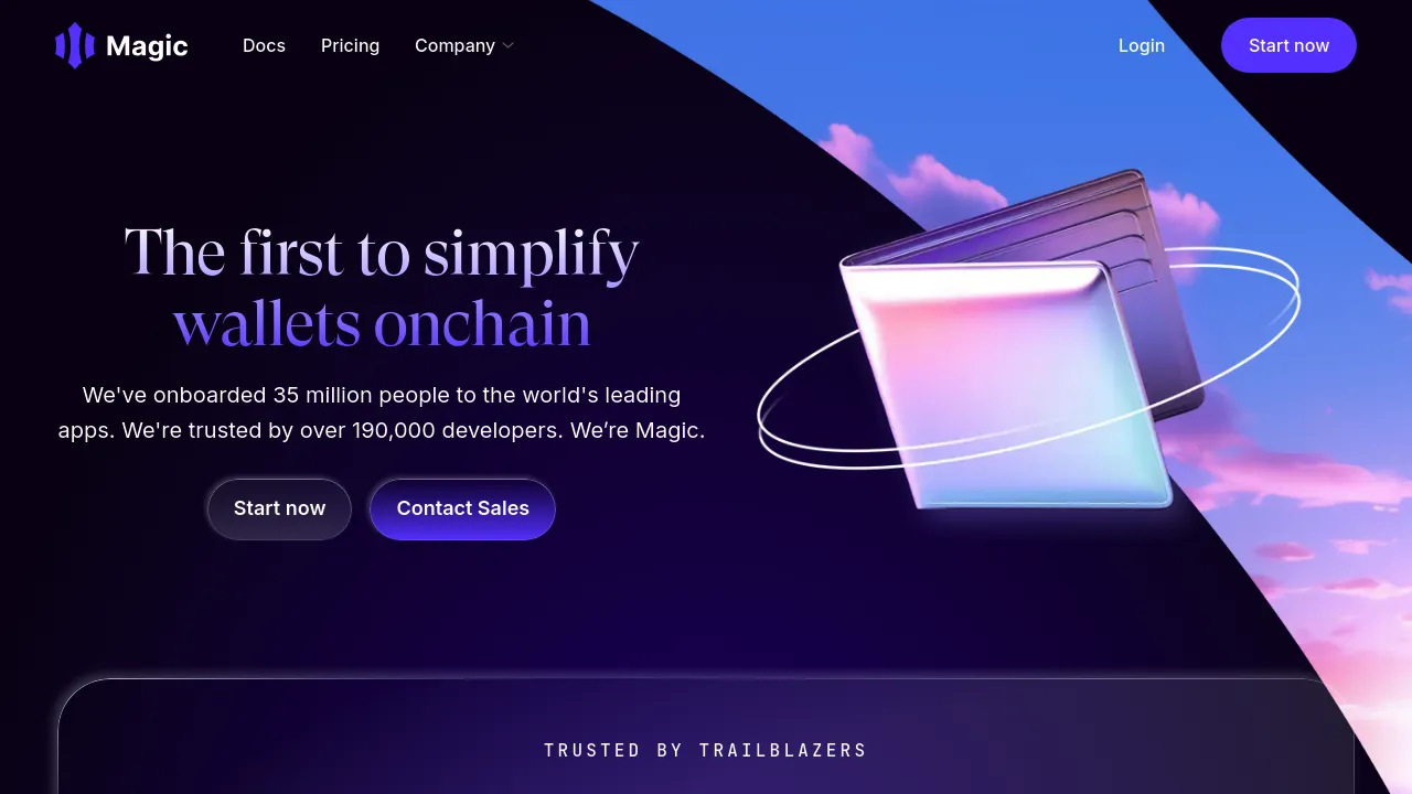 Screenshot of Magic.link website