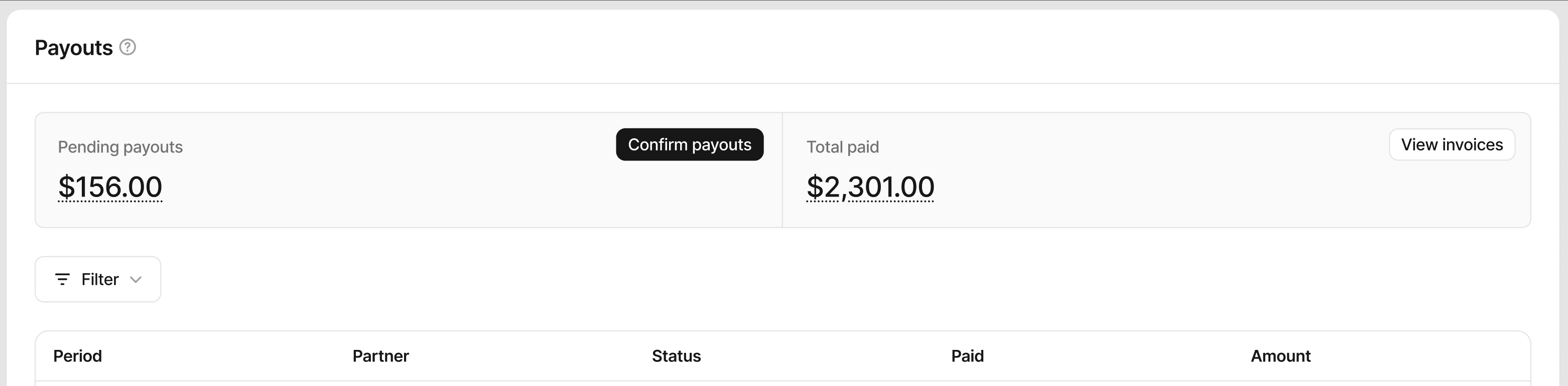 Payout summary header
