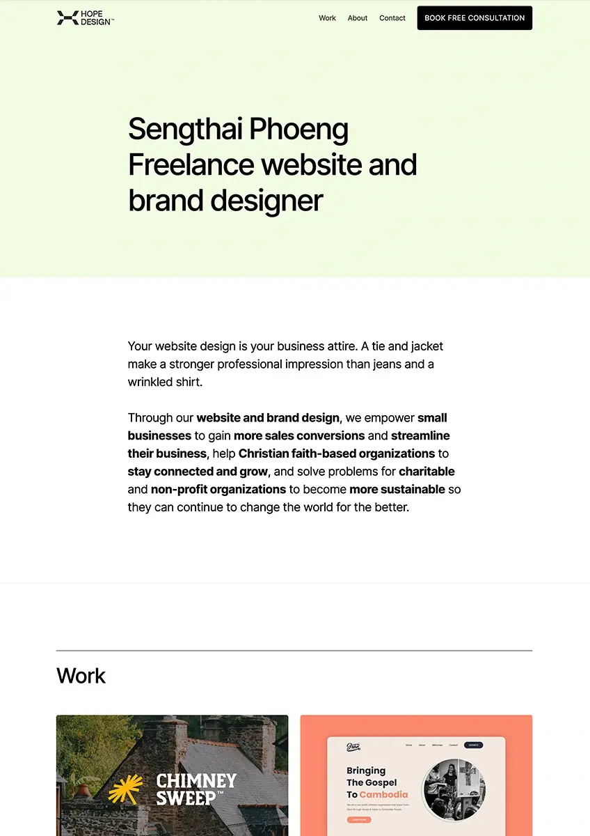 Hope Design Studio website built on Ycode