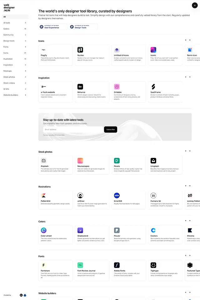 webdesigner.tools website built on Ycode