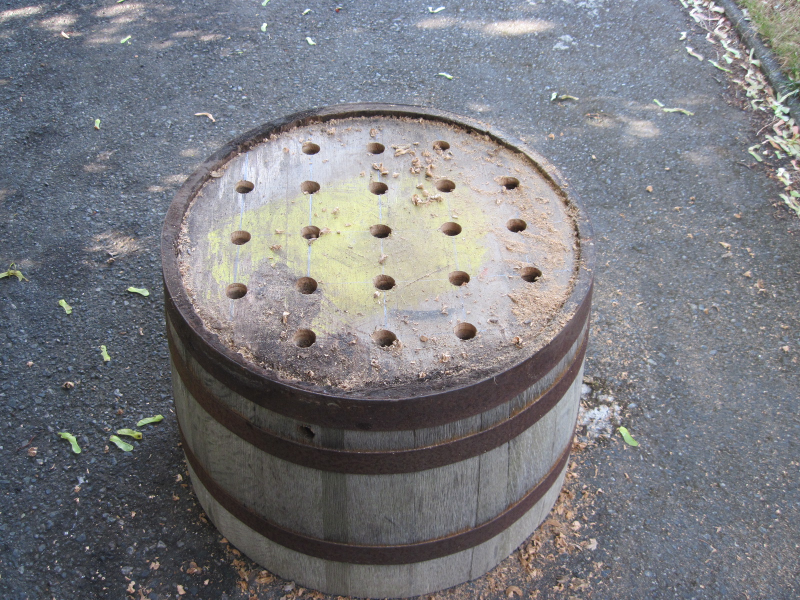 Half barrel drainage holes
