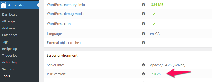 Automator PHP version. - Uncanny Automator Automator PHP Version