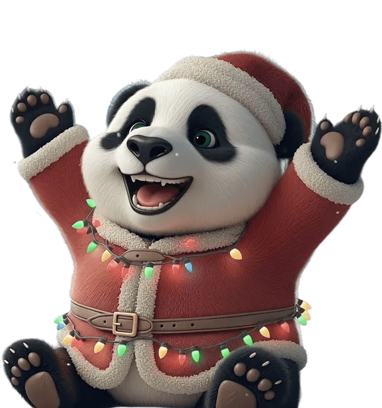 Panda George chewing on bamboo stalk