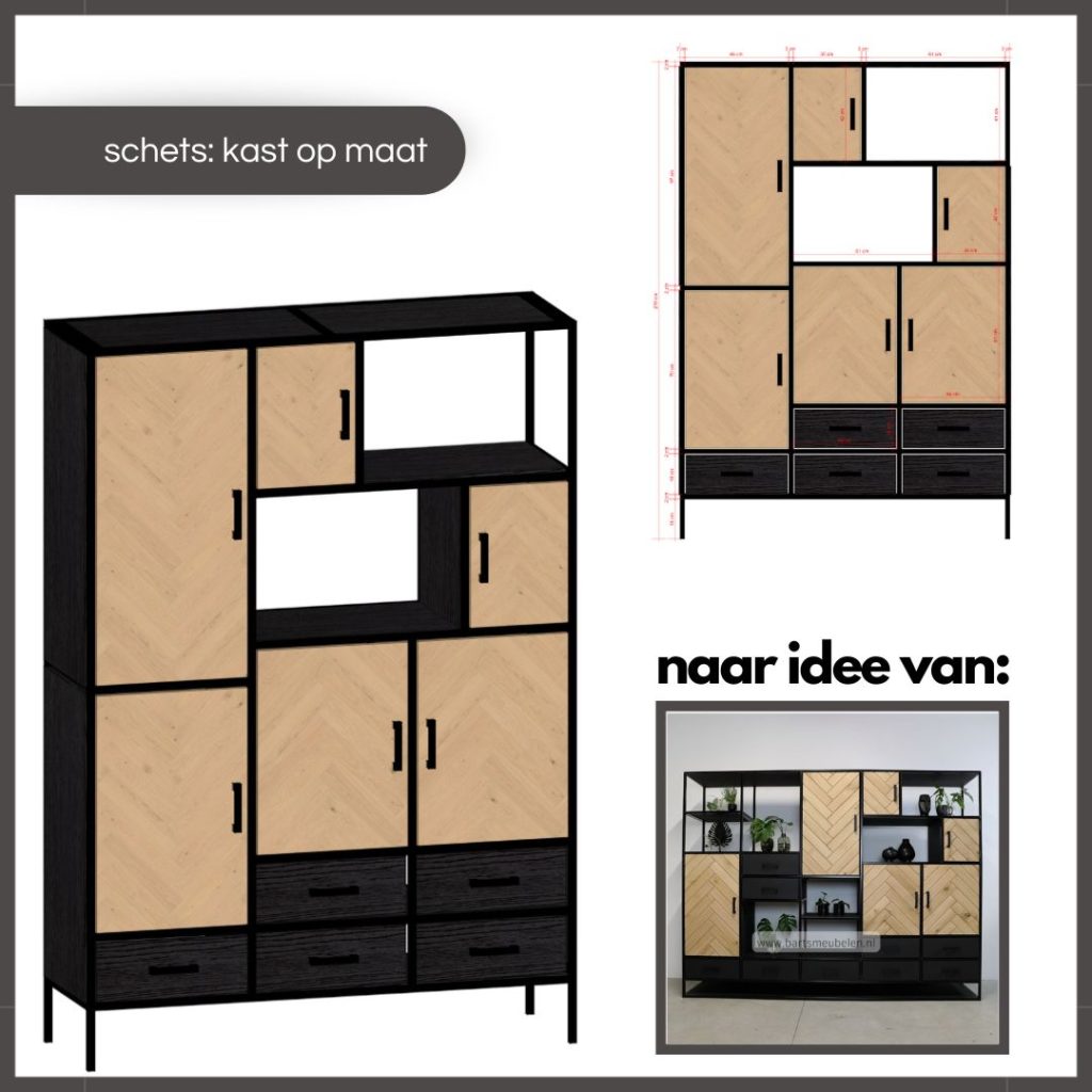 kast op maat met visgraat motief deel1 schets kast op maat met visgraat motief - deel1-schets