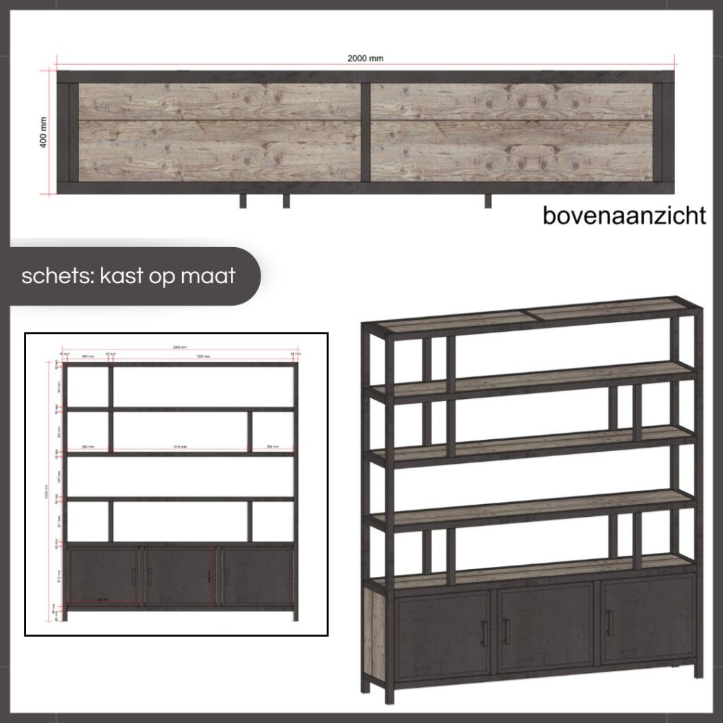 kast op maat staal met steigerhout schets deel1 kast op maat staal met steigerhout - schets (deel1)