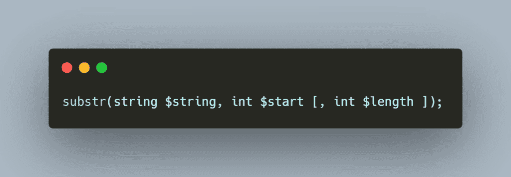 Sintaxe da função substr no PHP