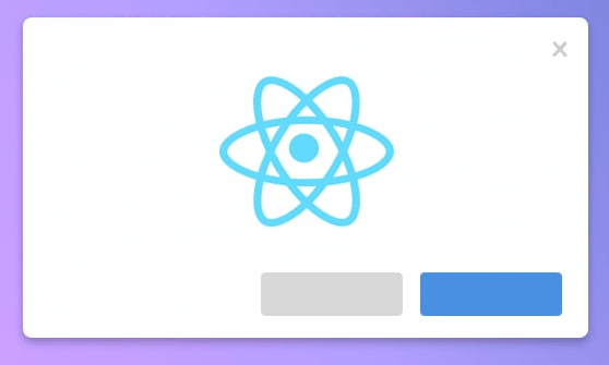 Ilustração do logo React em um modal