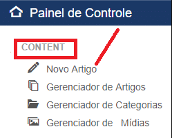 Criando novo artigo com Joomla