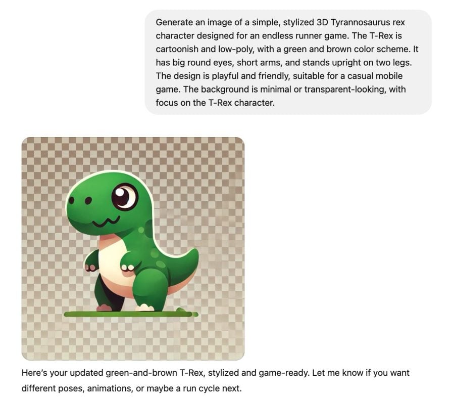 chat gpt generated 3D dino image