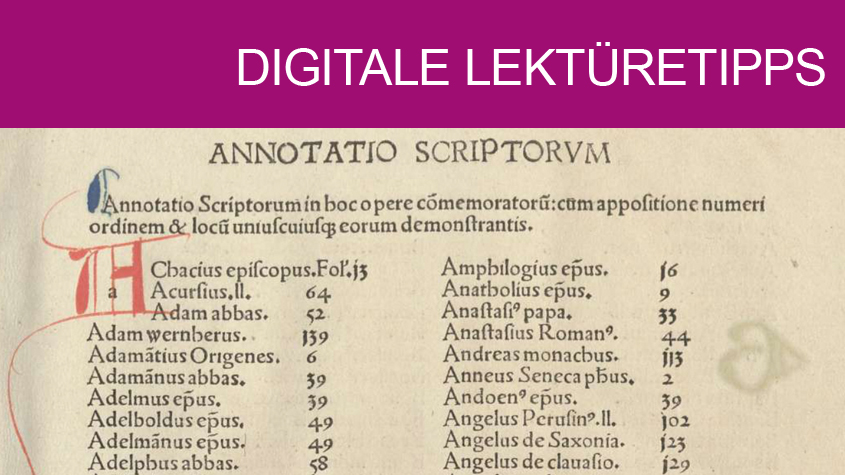 Johannes Trithemius: De scriptoribus ecclesiasticis. Basel: [Johann Amerbach, nach 28. August 1494]. Staatsbibliothek zu Berlin – Preußischer Kulturbesitz, 4° Inc 462c, Bl. 2a (Anfang des Autorenregisters)