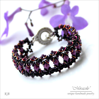 Bransoletka / bracelet Earliblue - bluebell fioletowa bransoletka z diamonduo, violet bracelet