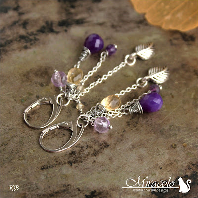 Acolon - kolczyki z cytrynen i chalcedonem Miracolo, fioletowy chalcedon, cytryn, ametyst, earrings, chalcedony, citrine stone, amethyst
