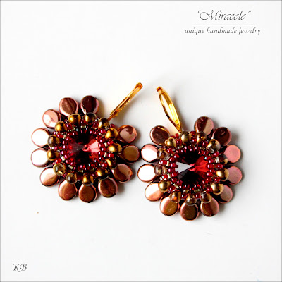 Kolczyki Proteaceae earrings with pip beads, kolczyki z koralikami pip