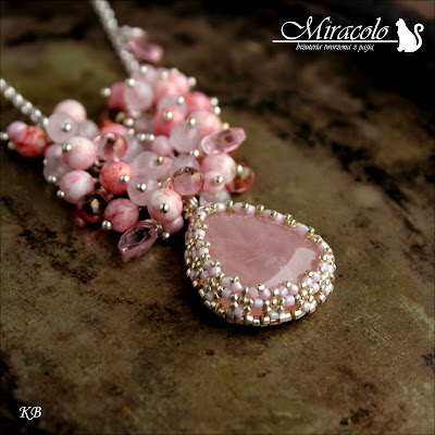 Zephirine - wisiorek z kwarcem różowym Miracolo, kwarc różówy, pink quartz, quartz pendant