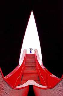 The Solitary Figure on the Red Stairs by Gary Lee