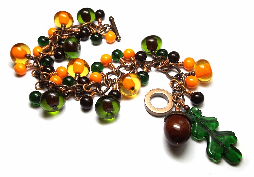 Lampwork glass 'Autumn' bracelet by Laura Sparling Lampwork glass 'Autumn' bracelet by Laura Sparling