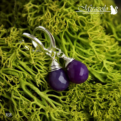 Riviniana - kolczyki z fioletowym chalcedonem Miracolo, krople chalcedonu, chalcedony drops, chalcedony earrings