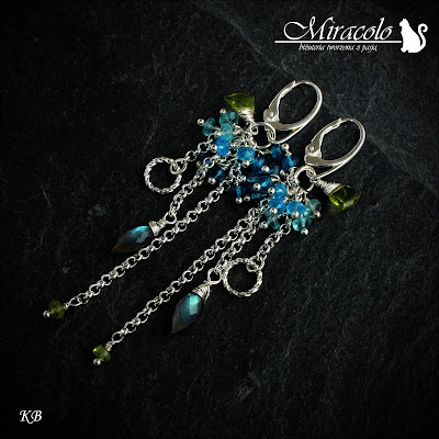 Tangalle- kolczyki z topazami i peridotami Miracolo, topaz swiss blue, topaz london blue, apatyt, labradoryt, peridot, blue topaz earrings