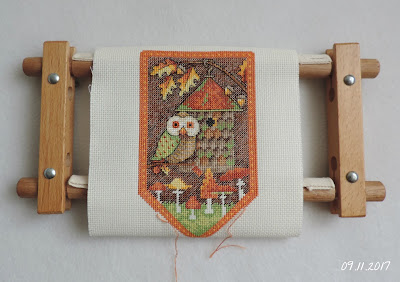 Dimensions 72-74135 Mini Banner - Fall Сова вышивка fall Dimensions cross stitch вымпел