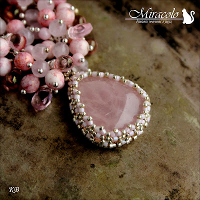 Zephirine - wisiorek z kwarcem różowym Miracolo, kwarc różówy, pink quartz, quartz pendant