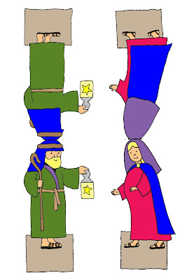 Maria und Josef - figuren zum Basteln bunt