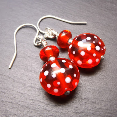 Lampwork glass bead and sterling silver earrings by Laura Sparling Lampwork glass bead and sterling silverearrings by Laura Sparling