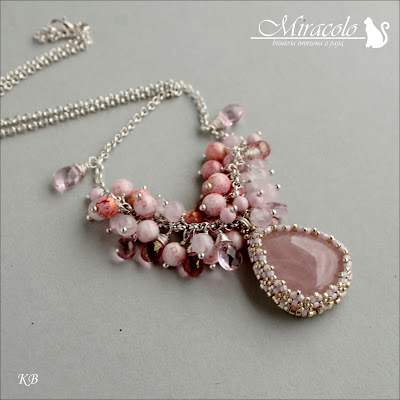 Zephirine - wisiorek z kwarcem różowym Miracolo, kwarc różówy, pink quartz, quartz pendant