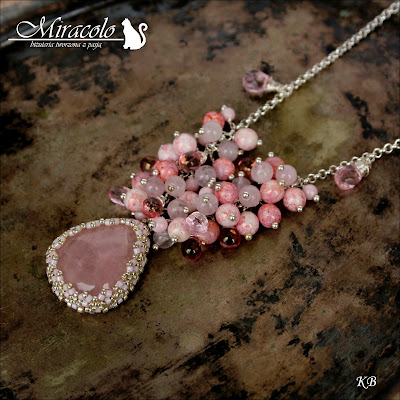 Zephirine - wisiorek z kwarcem różowym Miracolo, kwarc różówy, pink quartz, quartz pendant