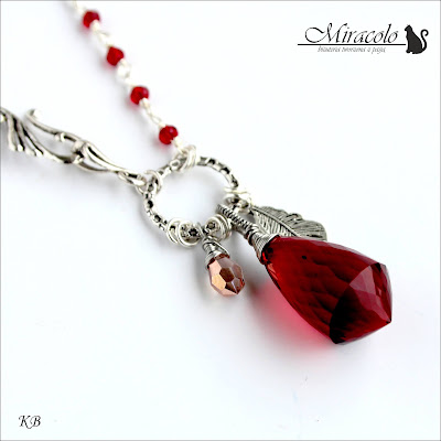 Lafite - wisiorek z czerwonym kwarcem kandelabrowym Miracolo, Red Quartz Faceted Chandelier Shape Briolettes Pendant, wisiorek z kwarcem czerwonym, kwarc czerwony, biżuteria