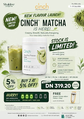 Cinch Matcha Soy Protein Shaklee Promo Harga Ahli Julai 2026 Cinch Matcha Soy Protein Shaklee Promo Harga Ahli Julai 2026