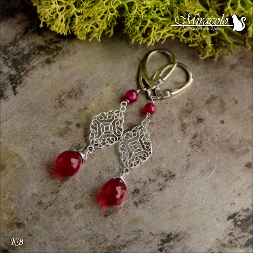 Botermo- kolczyki z czerwonymi kwarcami Miracolo, kwarc czerwony, red quartz, red quartz earrings, kolczyki z czerwonymi kwarcami