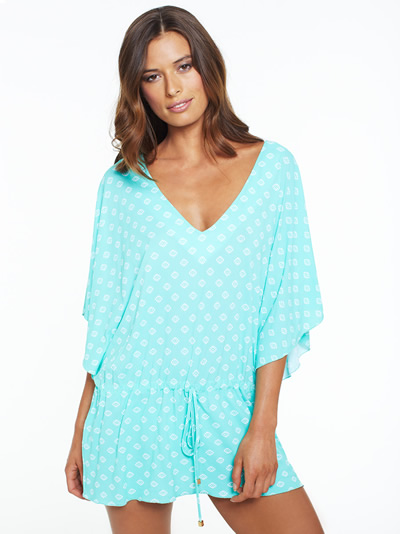 Elizabeth Hurley Beach kaftan in aqua Elizabeth Hurley Beach kaftan in aqua