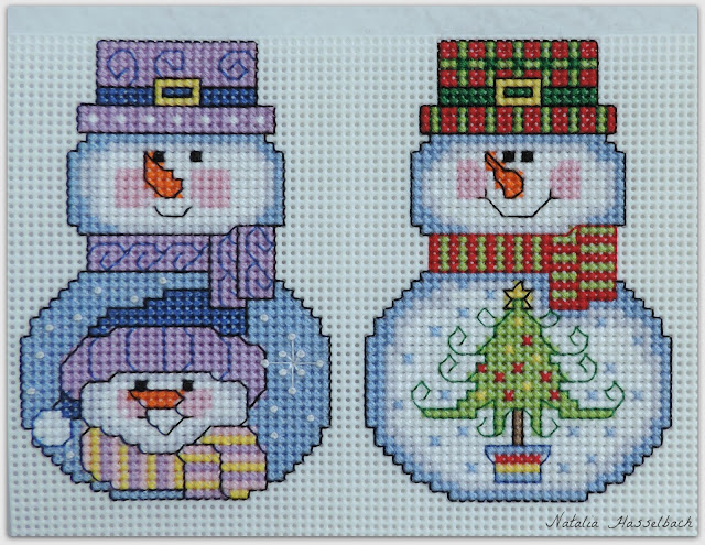 Snowman with snowman and Snowman with Tree Снеговик вышивка пластик сп вышивканапластике Janlynn Wizzers